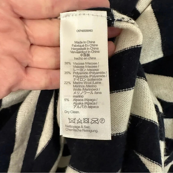 Madewell Ashbury Mock Neck Wool Blend Striped Dark Indigo Sweater NWT - Picture 6 of 7